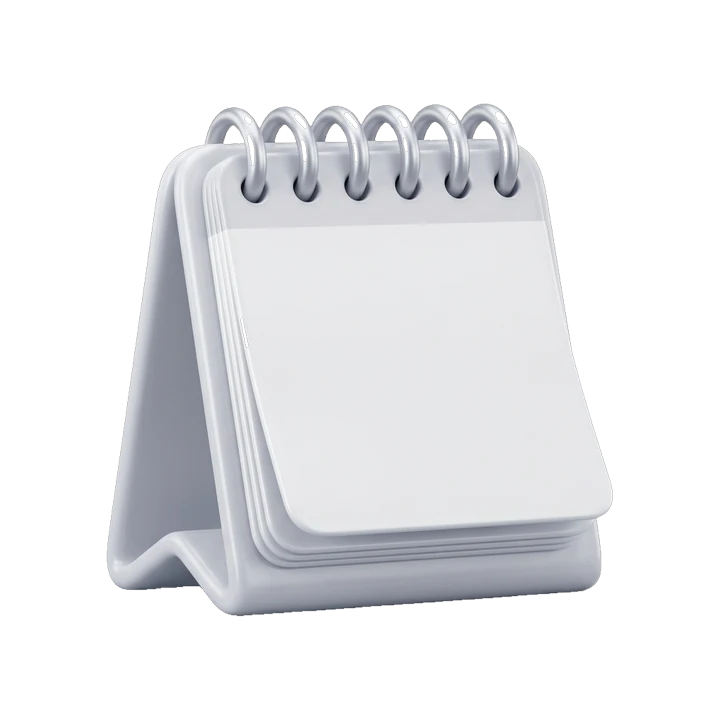Calendario de mesa con anillas, icono 3D