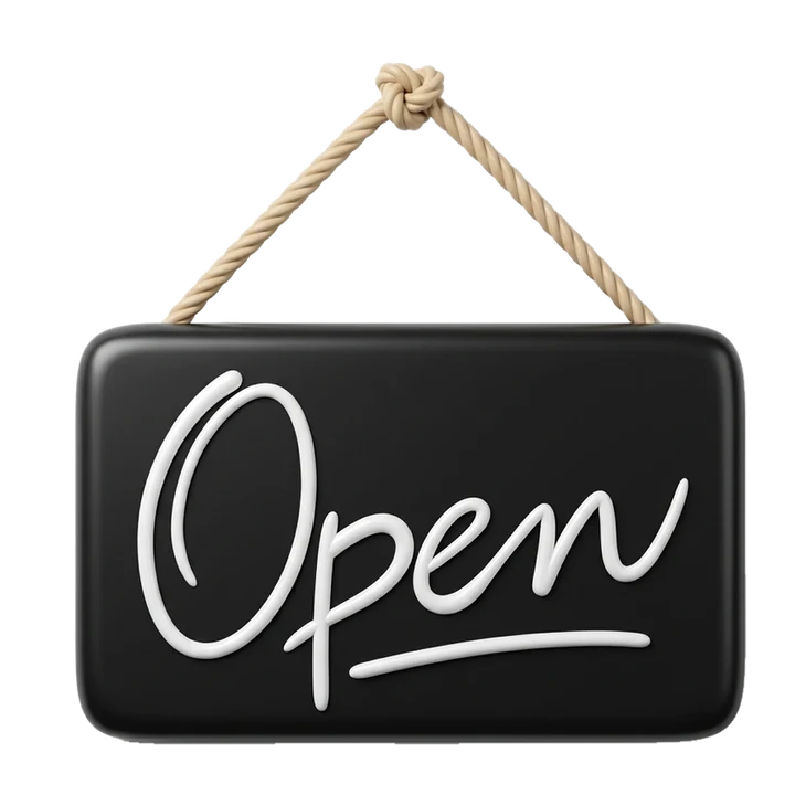 Cartell Open penjat d'una corda, icona 3D