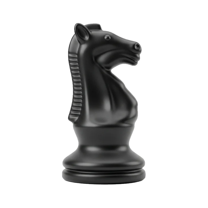 Cavall d'escacs negre, icona 3D