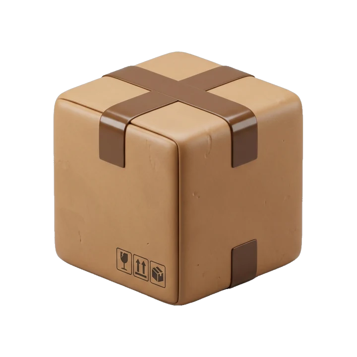 Cardboard moving box with tape, 3D icon