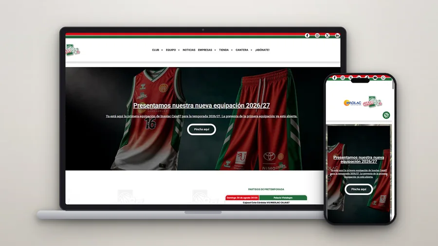 Web del Caja 87 Baloncesto en portàtil, tauleta i mòbil — Auve Nico