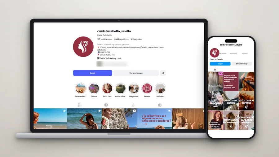 Instagram i TikTok de Cuida Tu Cabello en mòbil — Auve Nico