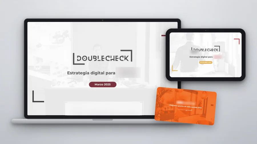 Estratègies digitals elaborades per a Doublecheck Projects en portàtil — Auve Nico