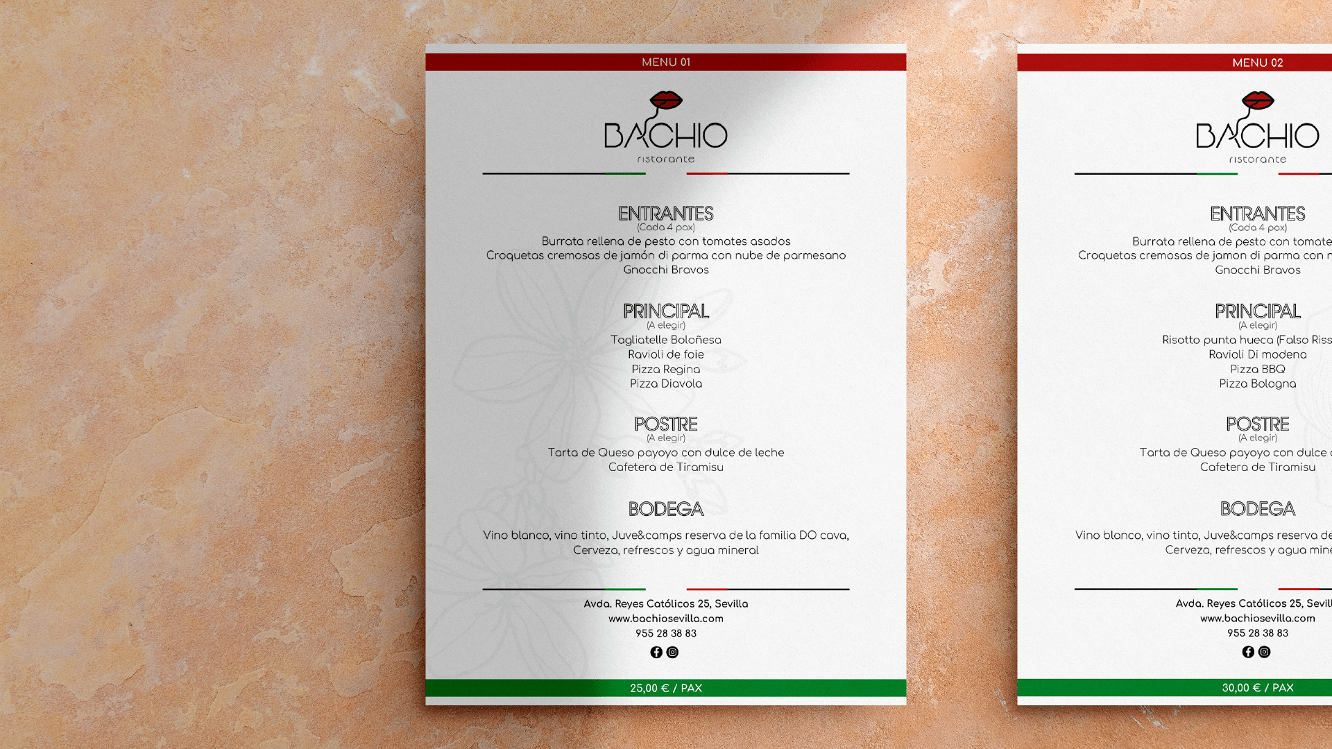 Diseño gráfico de Auve Nico para Bachio Ristorante - Menú de navidad vista 02