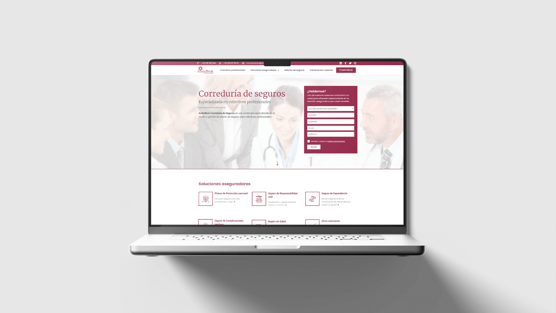 Diseño web de Auve Nico para Andalbrok Correduría de Seguros - Laptop